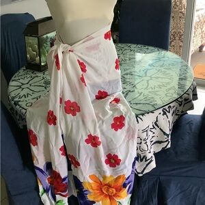 Floral White Sarong Cover-Up